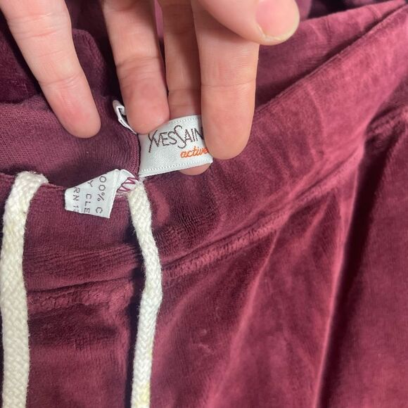 Vintage 70's Yves Saint Laurent YSL Maroon Velour Tracksuit Leisure Size Large - Picture 12 of 16